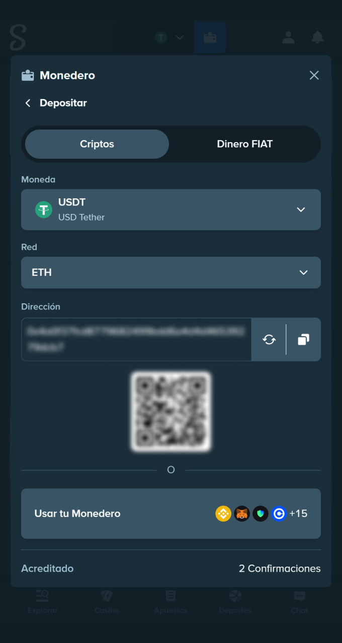 Realiza un depósito con criptomonedas para jugar a Aviator at Stake.