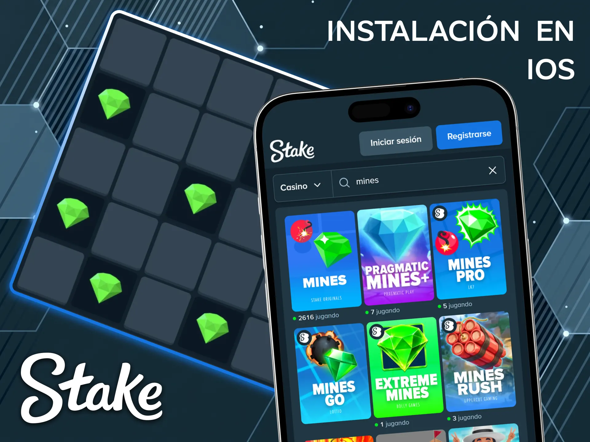 Disfruta de una instalación sencilla y una jugabilidad divertida con Mines Stake en tu dispositivo iOS.