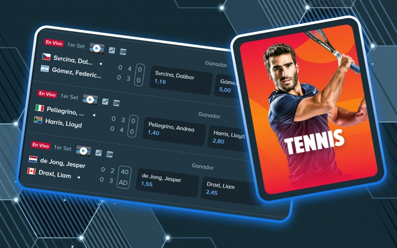 Sigue tus partidos de tenis favoritos y gana apostando en directo en Stake.